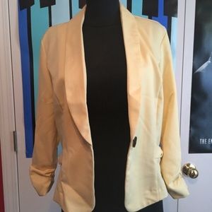 Structured Blazer with Rouched Sleeves